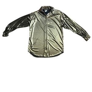 Vintage "TRIMMINGS" Metallic Gold Long Sleeve Down Top * Small Mark on sleeve